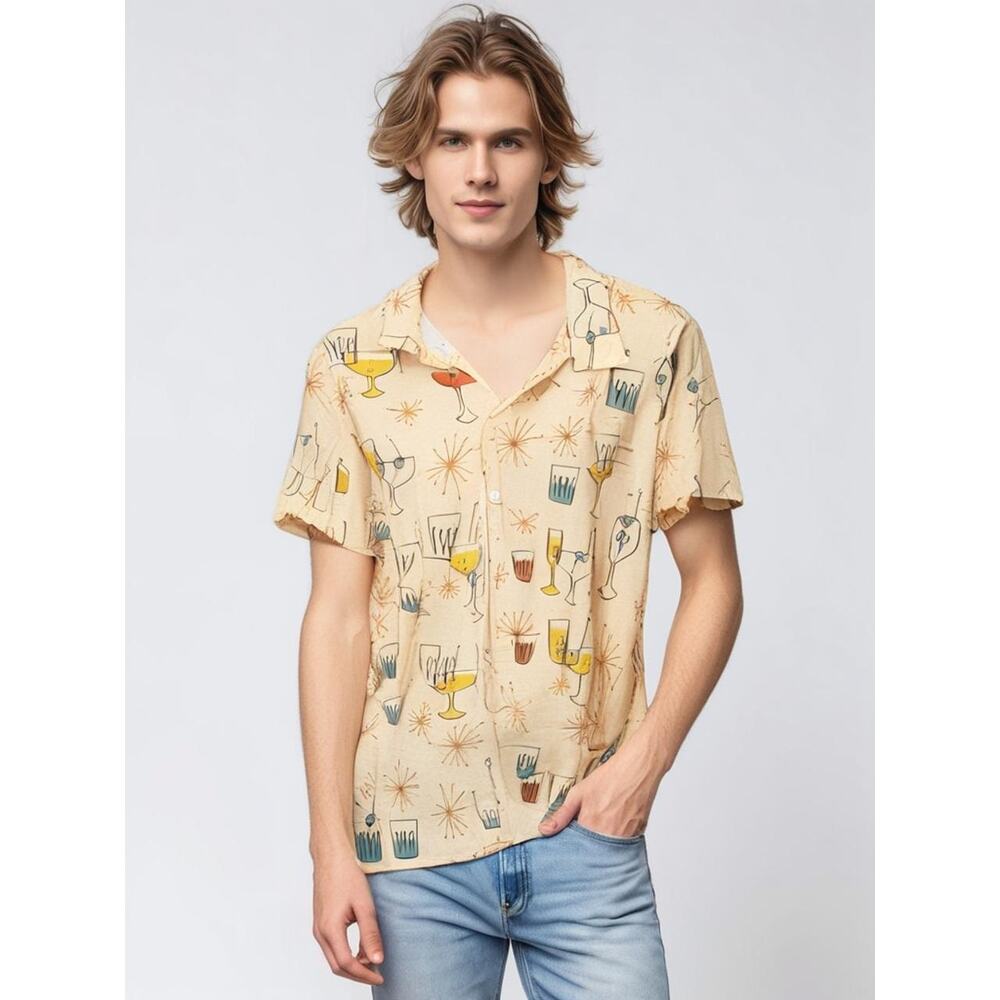 Hawalili Men's 3XL Hawaiian Shirt Mid Century Modern Print Casual‎
